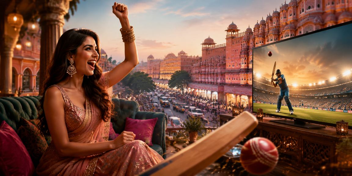 Cricket betting scene in Jaipur with enthusiastic players